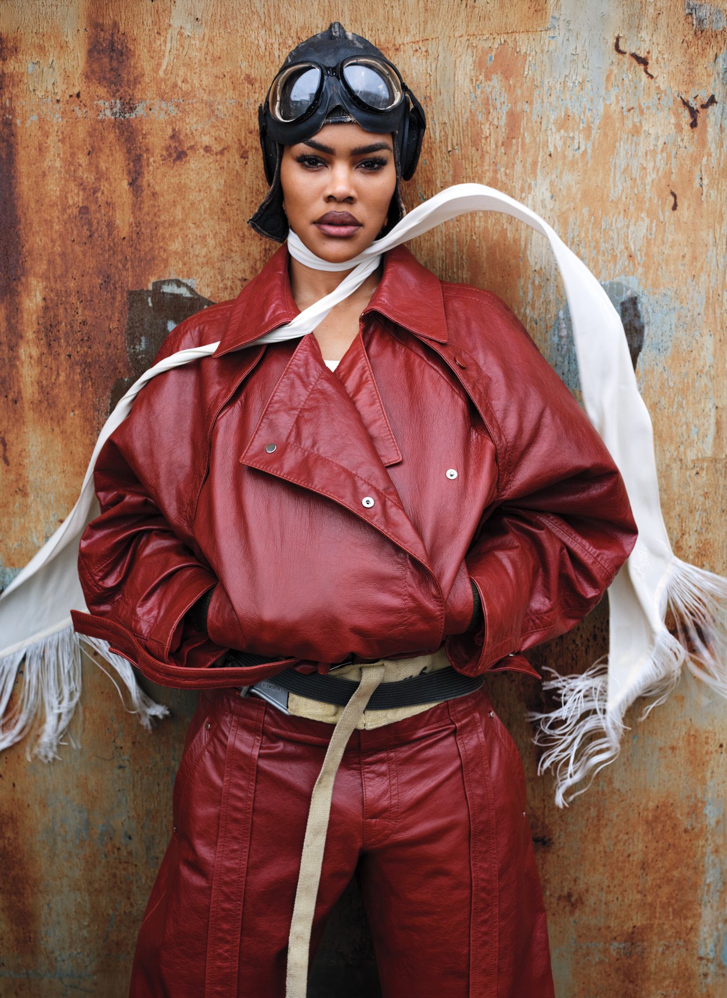 Image may contain Teyana Taylor Clothing Coat Jacket Adult Person Face Head Photography Portrait and Costume