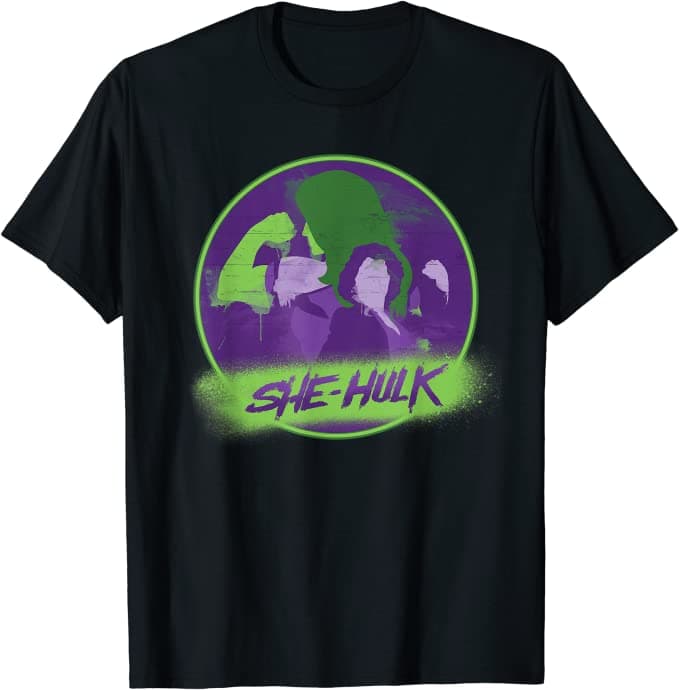 She-Hulk t-shirt / shop it <a href=    https://www.amazon.com/Marvel-Studios-She-Hulk-Disney-T-Shirt/dp/B0B727F1HK?ref_=ast_sto_dp&th=1&psc=1>here</a>%22 class=