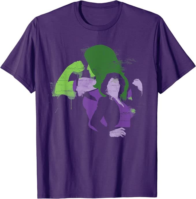 She-Hulk t-shirt / shop it <a href=    https://www.amazon.com/Marvel-Studios-She-Hulk-Jennifer-Walters/dp/B0B8FX6ZYN?ref_=ast_sto_dp&th=1&psc=1>here</a>%22 class=