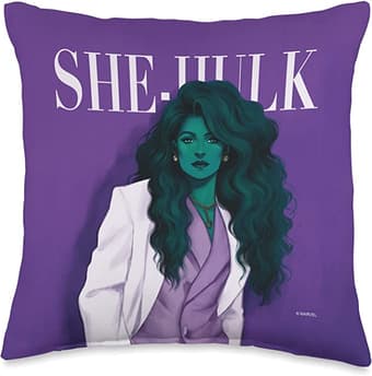 She-Hulk comic pillow / shop it <a href=  https://www.amazon.com/Marvel-Avenger-She-Hulk-Walters-Multicolor/dp/B09F52JDRD?ref_=ast_sto_dp&th=1&psc=1>here</a>%22 class=
