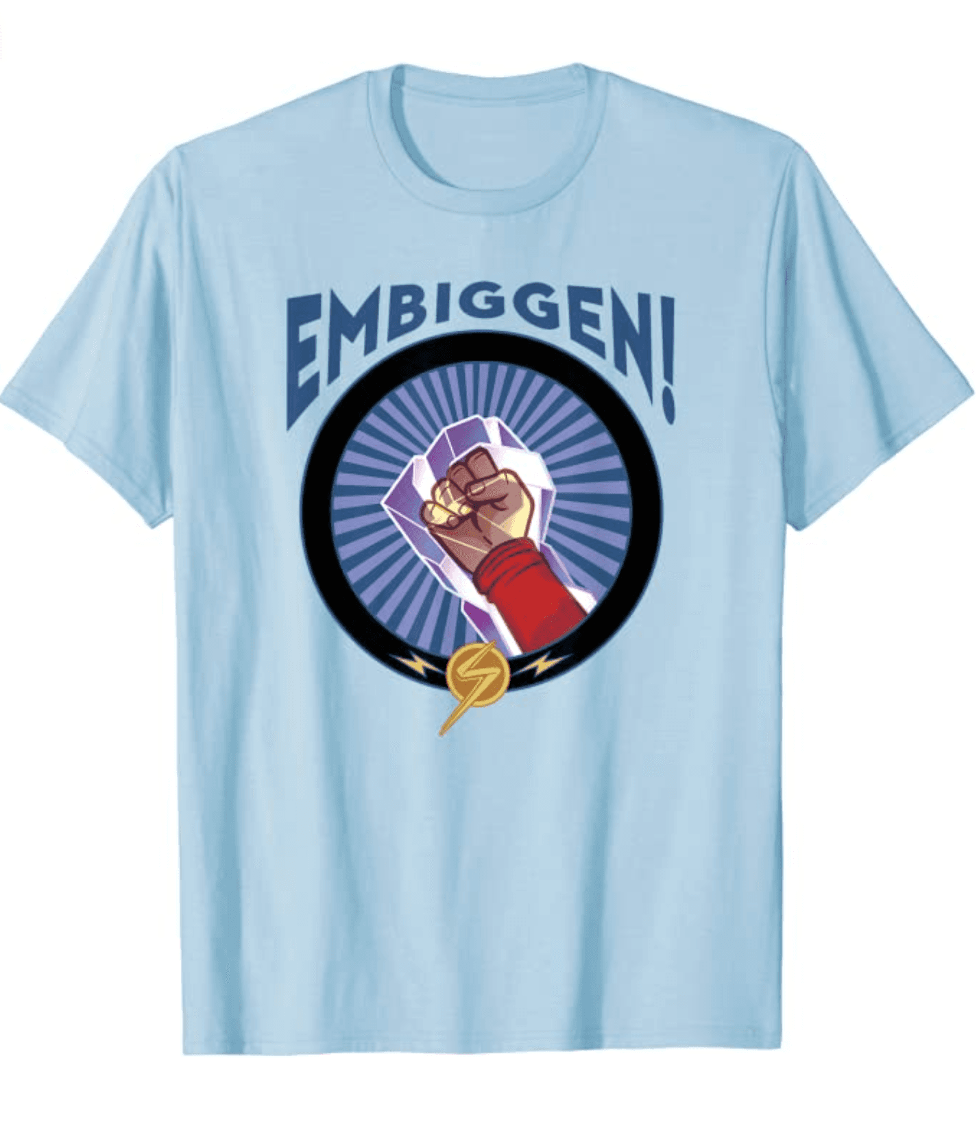 Ms. Marvel Embiggen t-shirt / shop it <a href=https://www.amazon.com/Marvel-Embiggen-Fist-Poster-T-Shirt/dp/B09YVXC5MD?ref_=ast_sto_dp&th=1&customId=B0752XK16C&psc=1>here</a>%22 class=