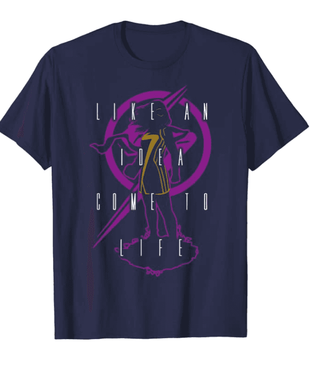 Ms. Marvel idea silhouette t-shirt / shop it <a href=https://www.amazon.com/Marvel-Like-Idea-Silhouette-T-Shirt/dp/B09YWDB2JY?ref_=ast_sto_dp&th=1&psc=1>here</a>%22 class=