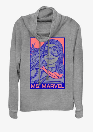 Ms. Marvel sweatshirt / shop it <a href=https://www.hottopic.com/product/marvel-ms.-marvel-pop-cowlneck-long-sleeve-girls-top/19120540.html>here</a>