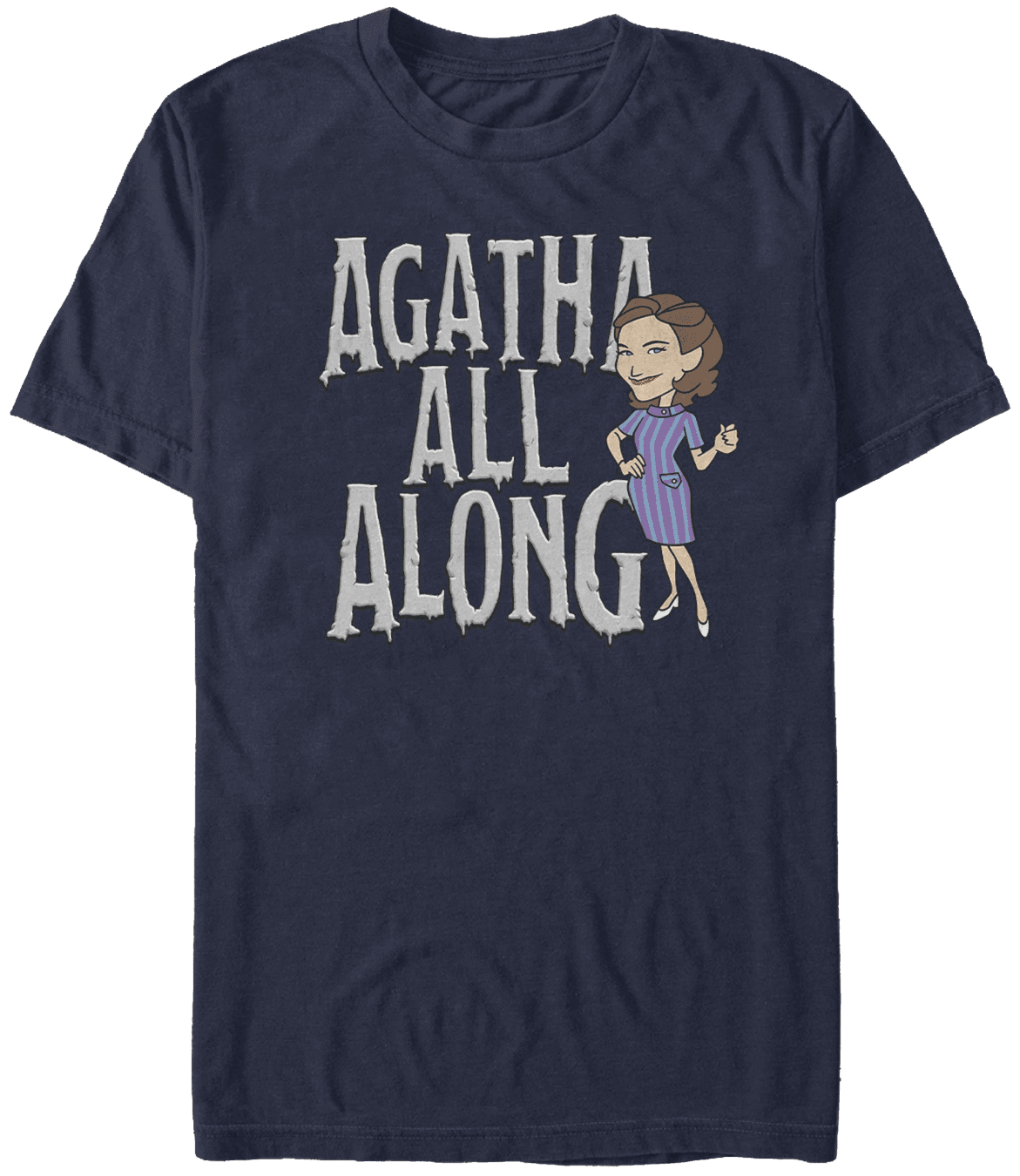 <a href=https://www.amazon.com/dp/B08XMG1GW6>’Agatha All Along’ Big Text T-Shirt </a>/ Amazon